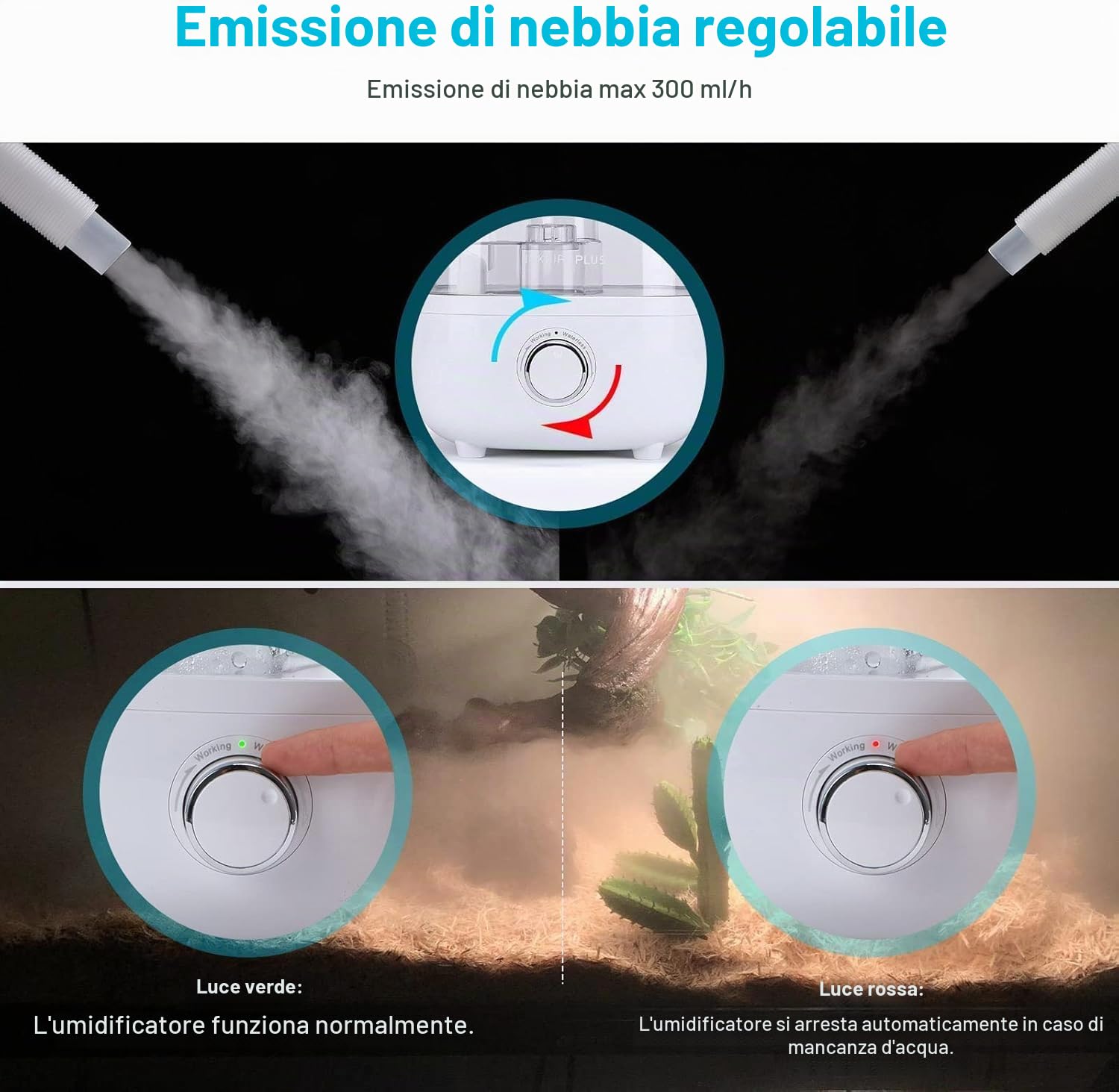 INKBIRDPLUS Umidificatore per Rettili, Nebulizzatore per Terrario con Serbatoio Grande da 4 Litri, Mister Ultra Silenzioso con Protezione Control Funzionamento a Secco, Ideale per Rettili, Anfibi