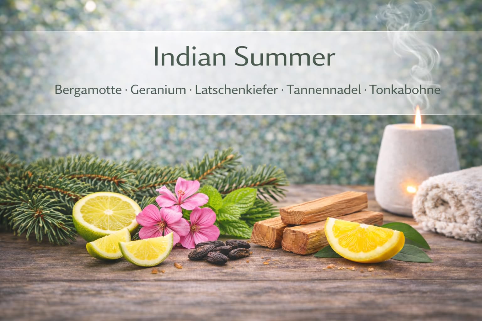 Ätherische Ölmischung Indian Summer 100 ml – Bergamotte, Fenchel, Geranium, Latschenkiefer & Tonkabohne – naturrein – für Saunaaufguss, Diffusor & Duftlampe