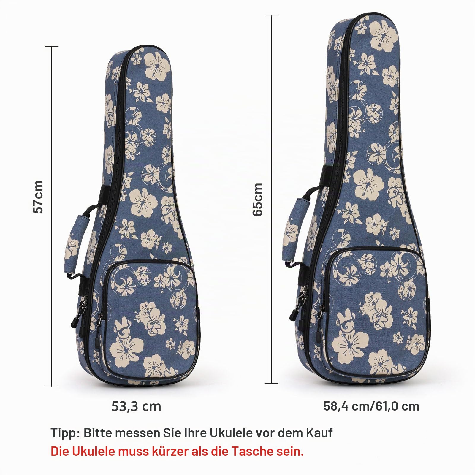 SHANNA Bunte Ukulele Tasche 21 Zoll Gigitasche Gigbag, Bariton-Gigbag für Gitarre, Bariton, Ukulele, Doppelgurt, weich, 53,3 cm, Hawaiianischer Stil, Ukulelentasche