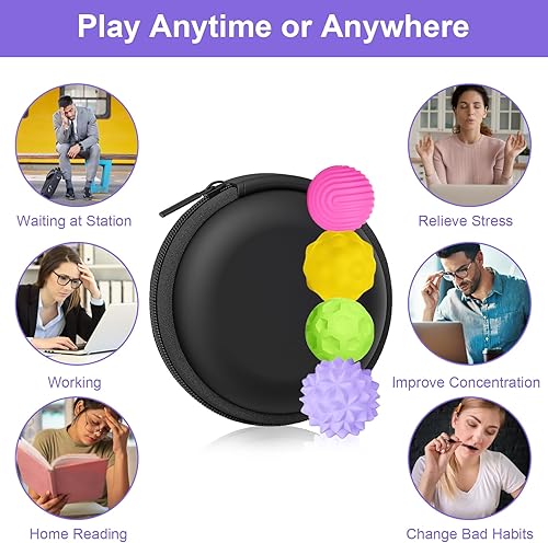 Miniatura 75 de BUSOHA Bolas de silicona para la ansiedad, paquete de 4 juguetes para adultos, juguetes sensoriales para adultos, adolescentes, regalos para calmar