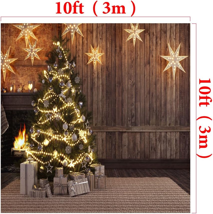 Blасk Frіdау Sаlе 2022 Kate 10×10ft Christmas Backdrop Wooden with Lights Stars Xmas Photography Background Cotton Seamless Photo Studio Booth for Happy New Year Photography