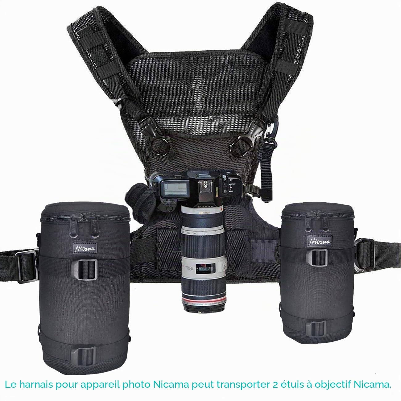 Nicama S-VEST Harnais de Transport pour Appareil Photo Reflex numérique Canon 6D 5D2 Nikon D810 Sony A7S Sigma Olympus
