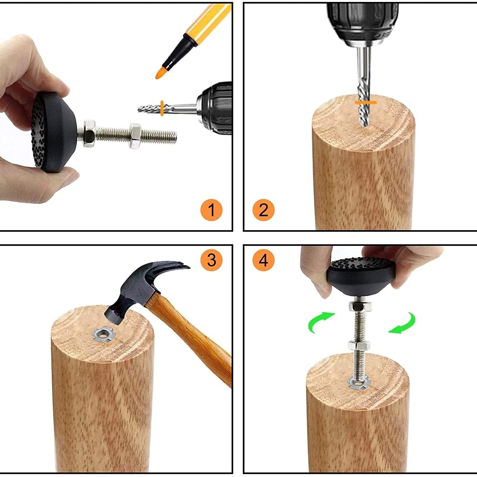 10 Pezzi di Piedini di livellamento M8, livellatori for mobili, Piedini di livellamento for carichi Pesanti for Piedini Regolabili for mobili, mobili e macchinari