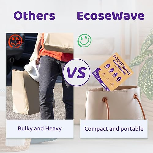 Miniatura 4 de Hojas de detergente para ropa, 80 hojas, aroma a lavanda, tiras hipoalergénicas y ecológicas, perfectas para viajes, campamento, apartamentos,