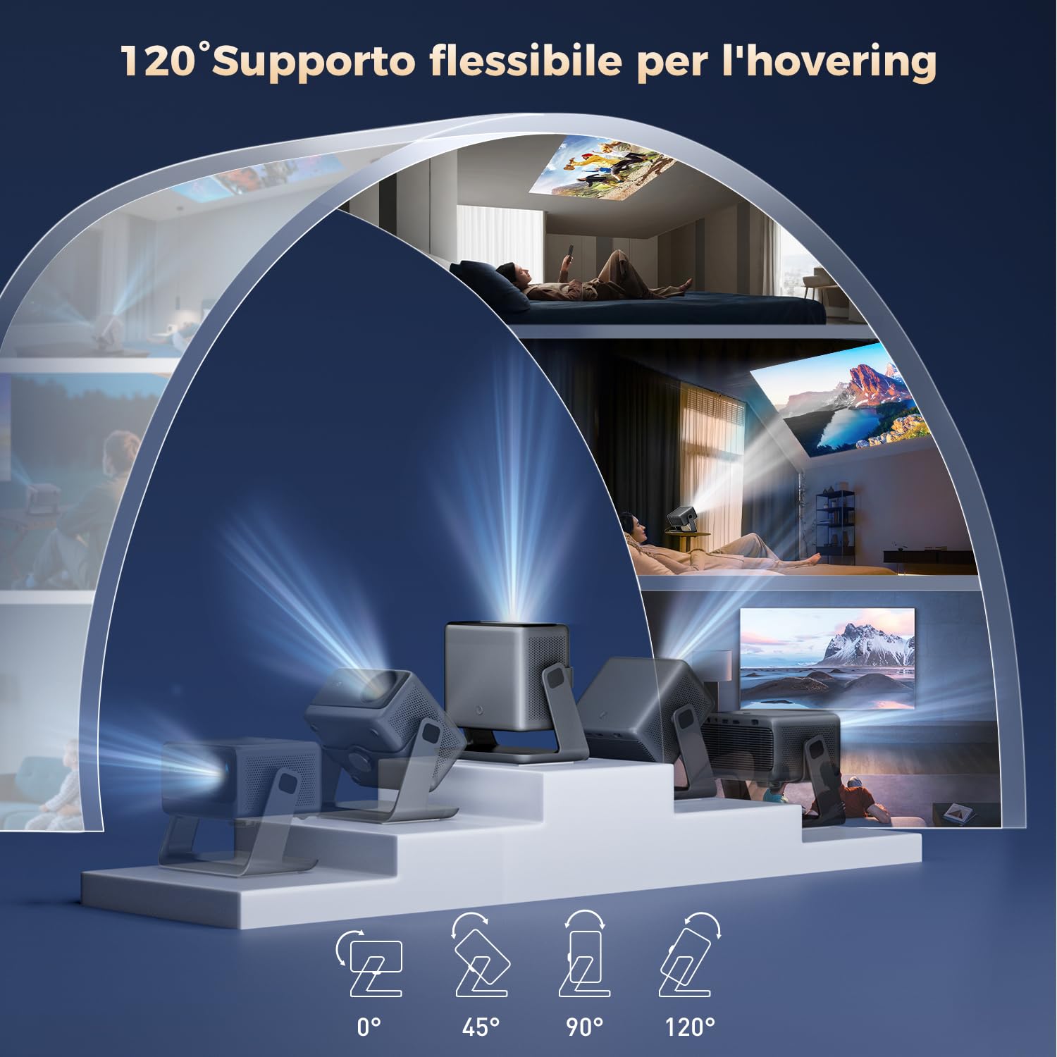 Proiettore 30000 lumen [Audio Dolby] Wifi Bluetooth AMEELA 1080P Proiettore integrato oltre 100.000 Apps supportate con IOS/Android