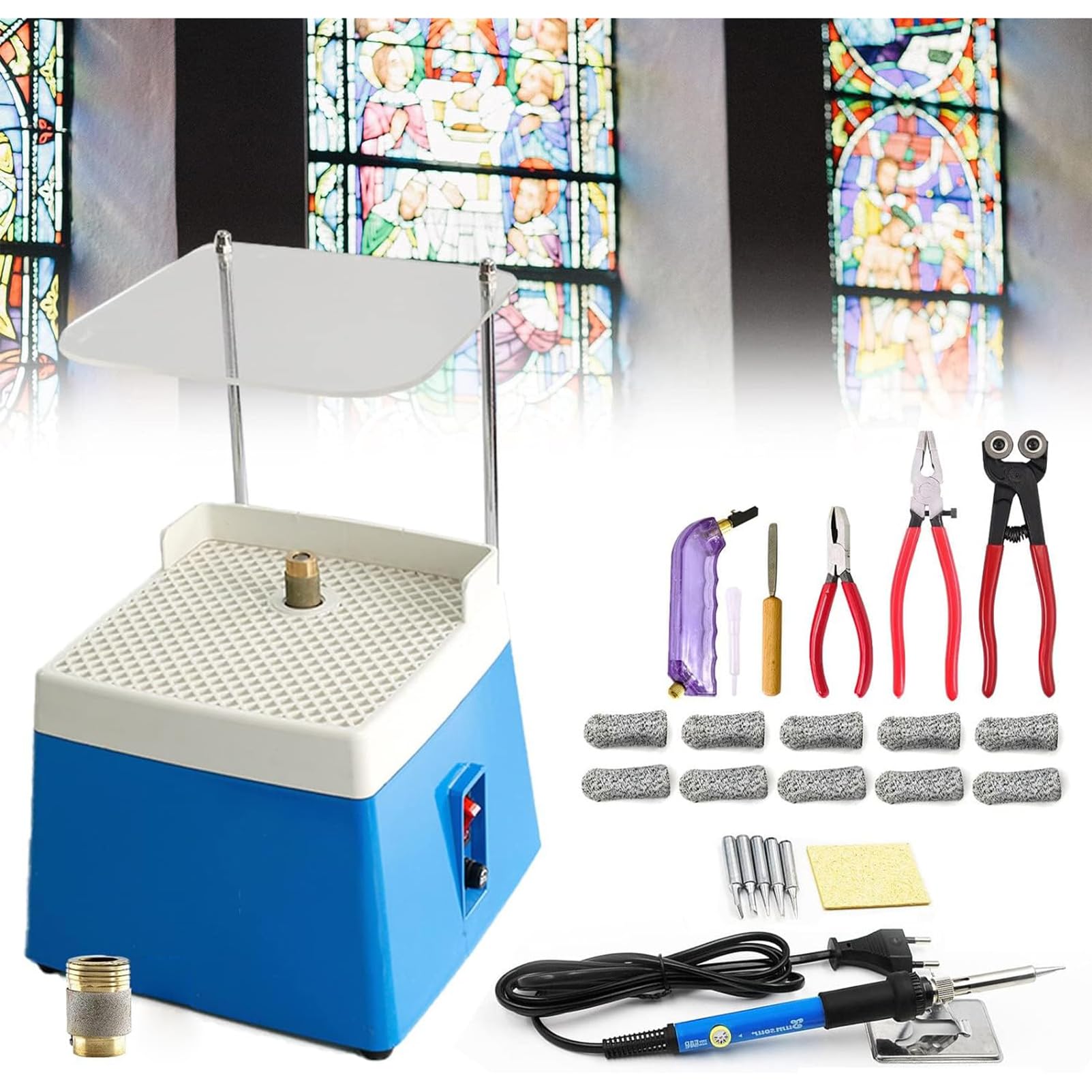 Molinillo de vidrieras portátil con kit de accesorios de molienda fina para dar forma a vidrio