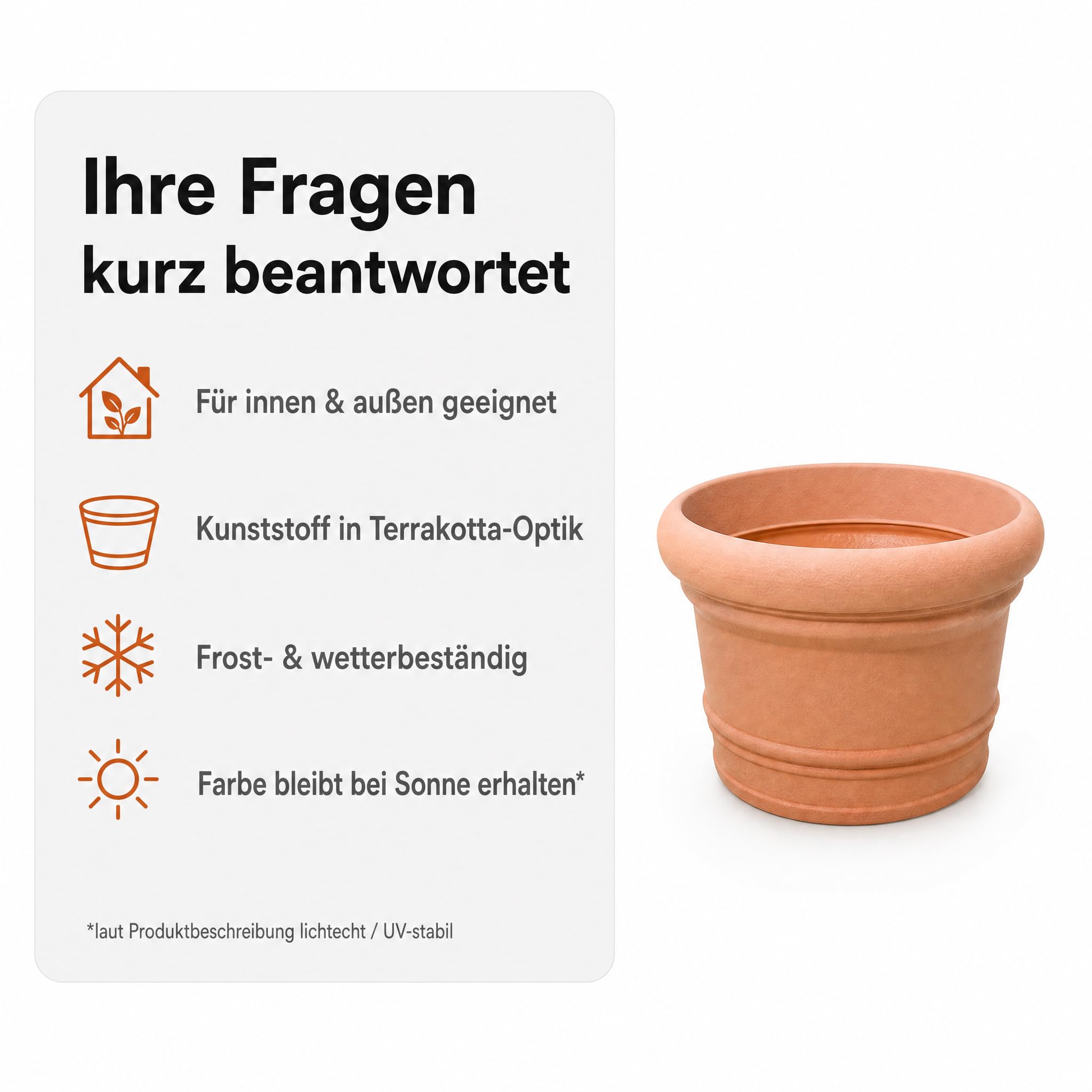 Pflanzkübel groß außen, Ø 60 cm, Kunststoff Terrakotta-Optik | Frostsicherer Blumenkübel für drinnen und draußen – wetterfest, lichtecht und bruchsicher für Garten, Balkon & Terrasse