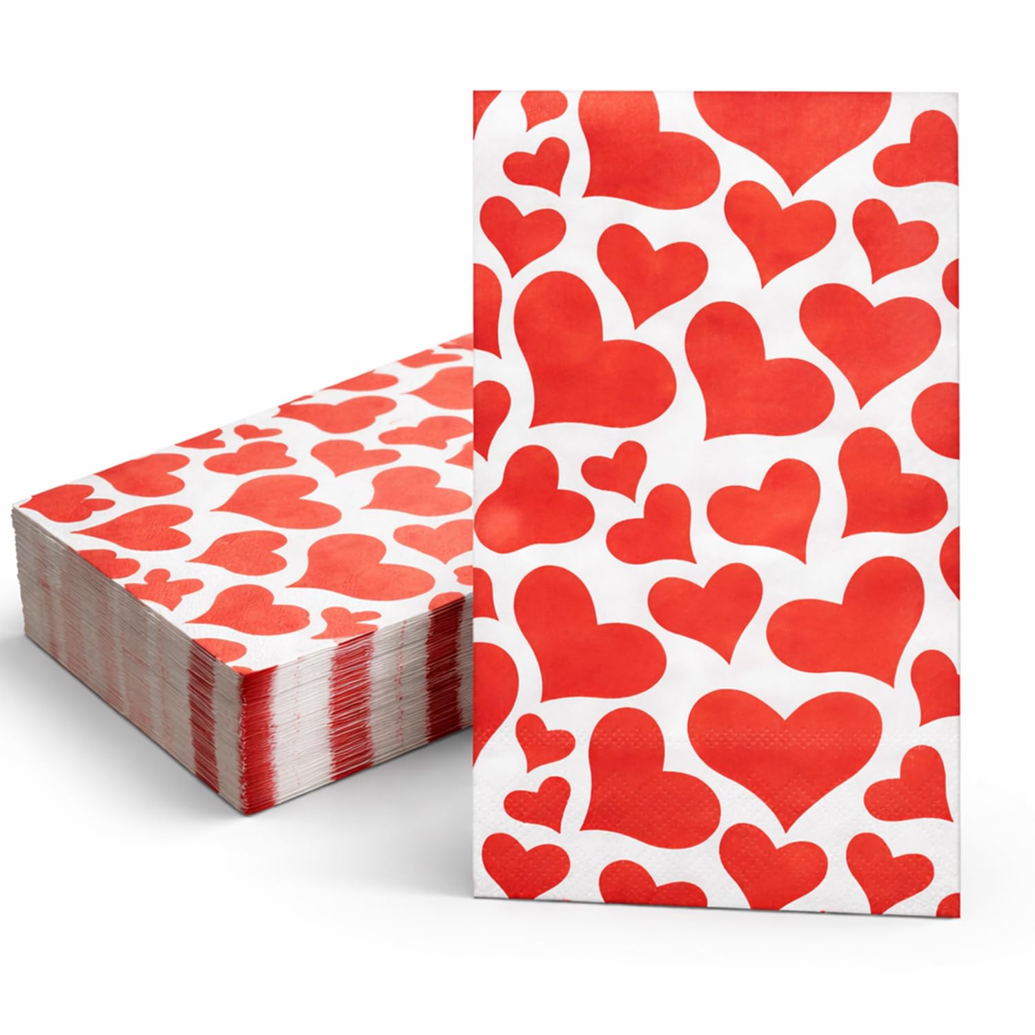 50 Pcs Valentine Disposable Paper Decorative Guest Napkins Disposable Hand Towels for Bathroom 2 Ply Love Hearts Hand