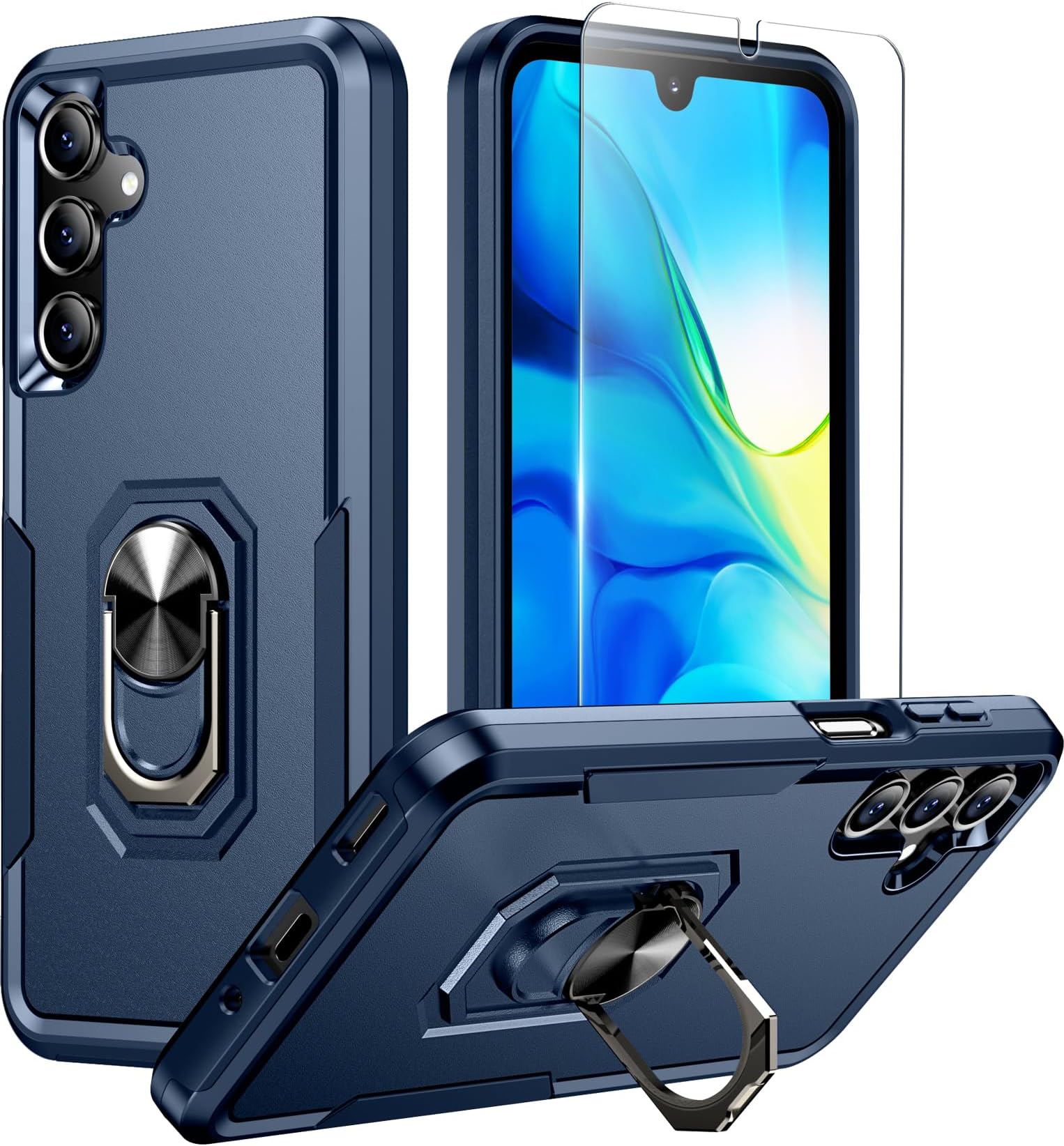 Red2Fire Designed for Samsung Galaxy A16 Case, [Built-in Invisible Stand][Military Grade Shockproof] Non-Slip Heavy Duty Full Body Shockproof Protection Phone Case Galaxy A16 5G Case,Seablue