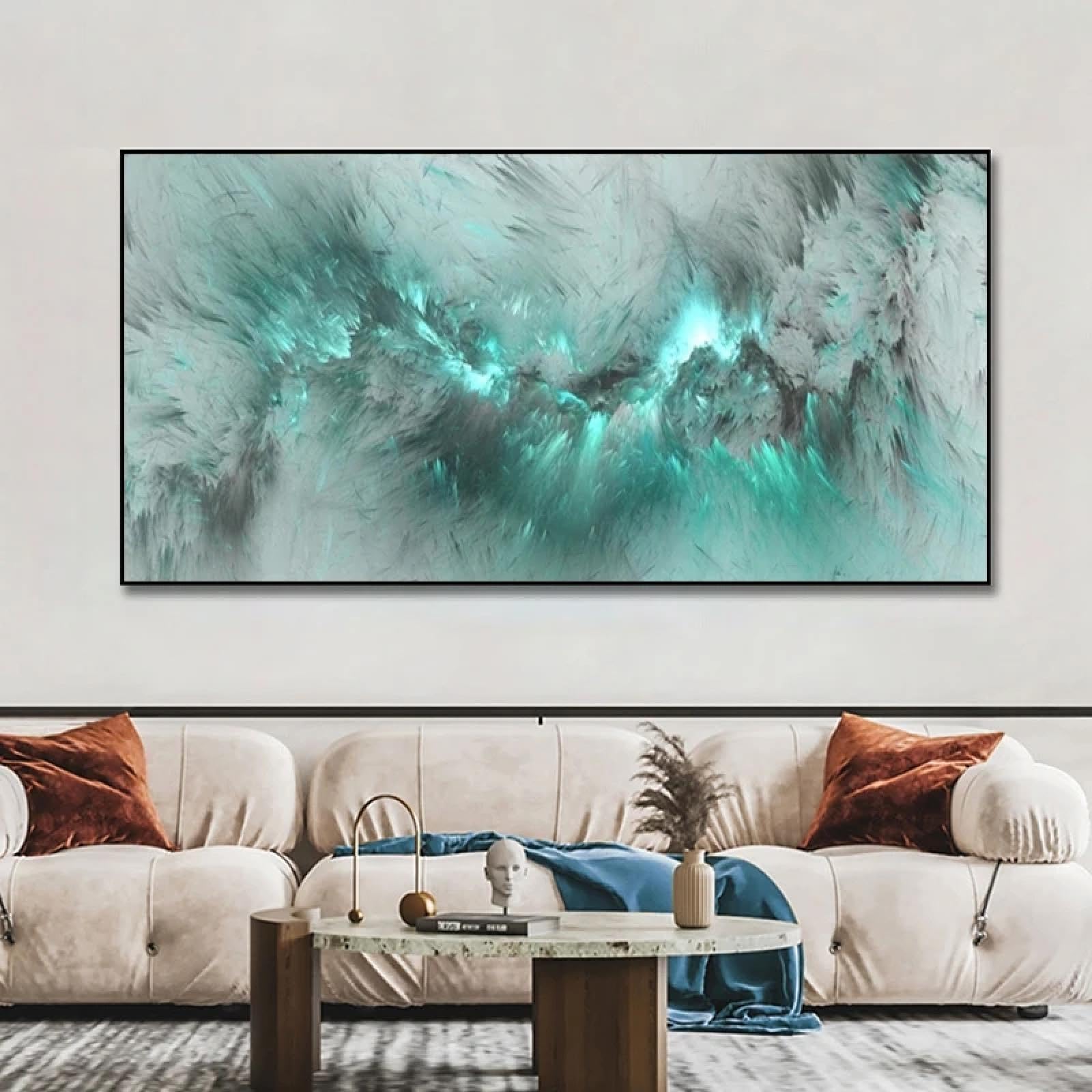 Impresiones de carteles abstractos modernos en lienzo verde claro 30x60 cm de decoración de pared