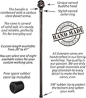 Vista 5 de Bastón de madera tallado único para hombres y mujeres, Buda - Elegante bastón de madera hecho a mano