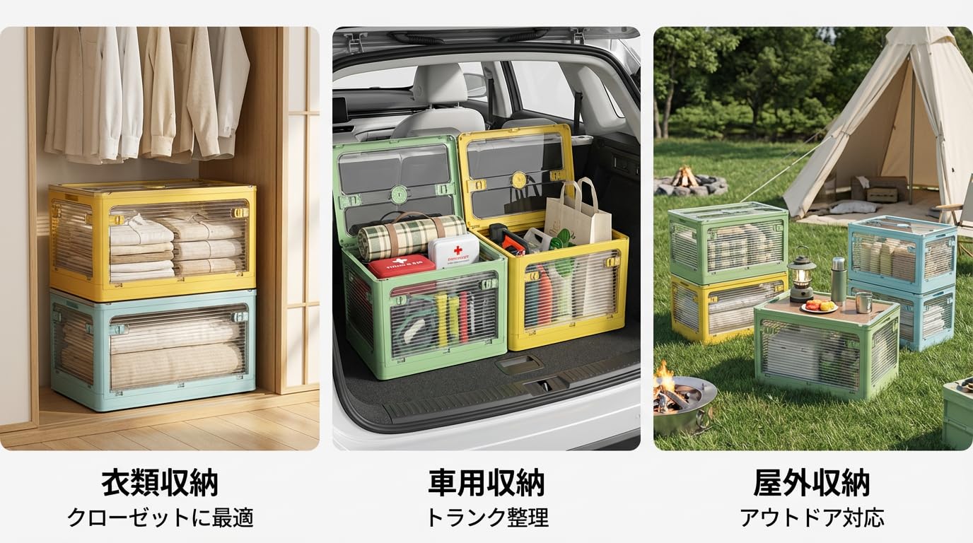 Amazon｜収納ボックス 折りたたみ 蓋付き キャスター付き 5面開き 全