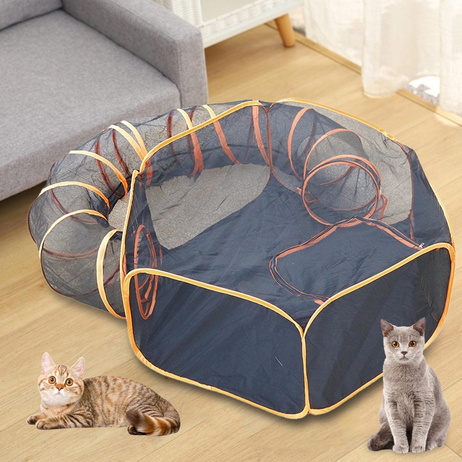 MagiDeal Tunnel pour Chat Jouets Chats d'intérieur interactifs Cage Portable Interactive à l'extérieur Tente de Jeu pour Animaux de Compagnie et Tunnel Tunnels