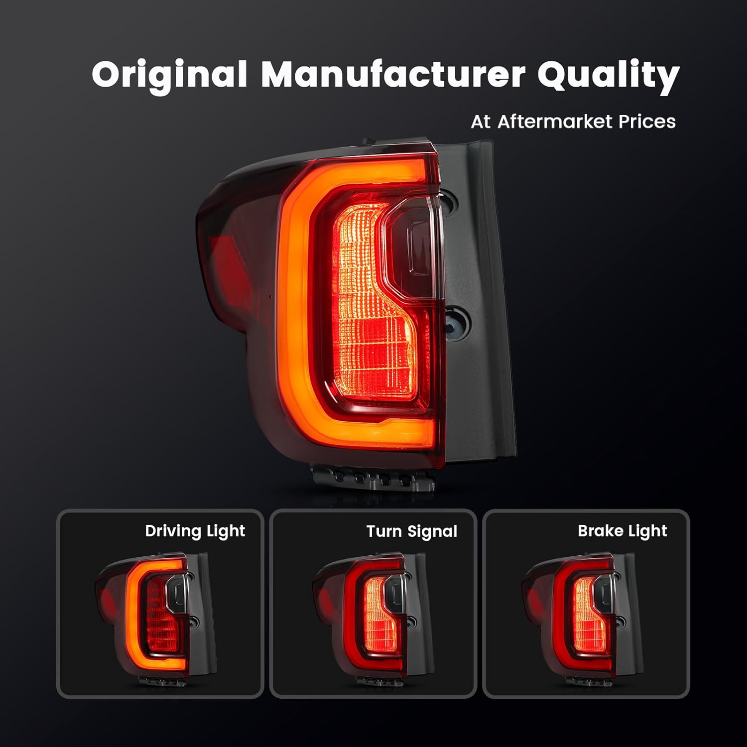 LED Tail Light Compatible with 2020 2021 2022 2023 GMC Acadia AT4 Outer Taillight Black Bezel Rear Driving Brake Lights Assembly Replace OEM# 84746545 (Left Driver Side)