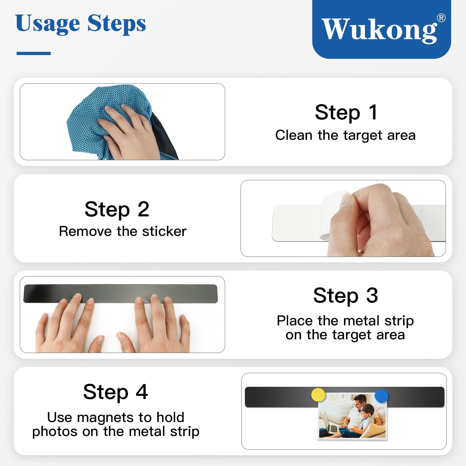 Wukong 30x3cm | 10 Piezas Negro Pizarra Magnética Pizarra Memo, Tablero de Anuncios Adhesivo con 32 Piezas Imanes de Colores para Oficina, Pizarra de Alfileres, Pared de Fotos, Hogar