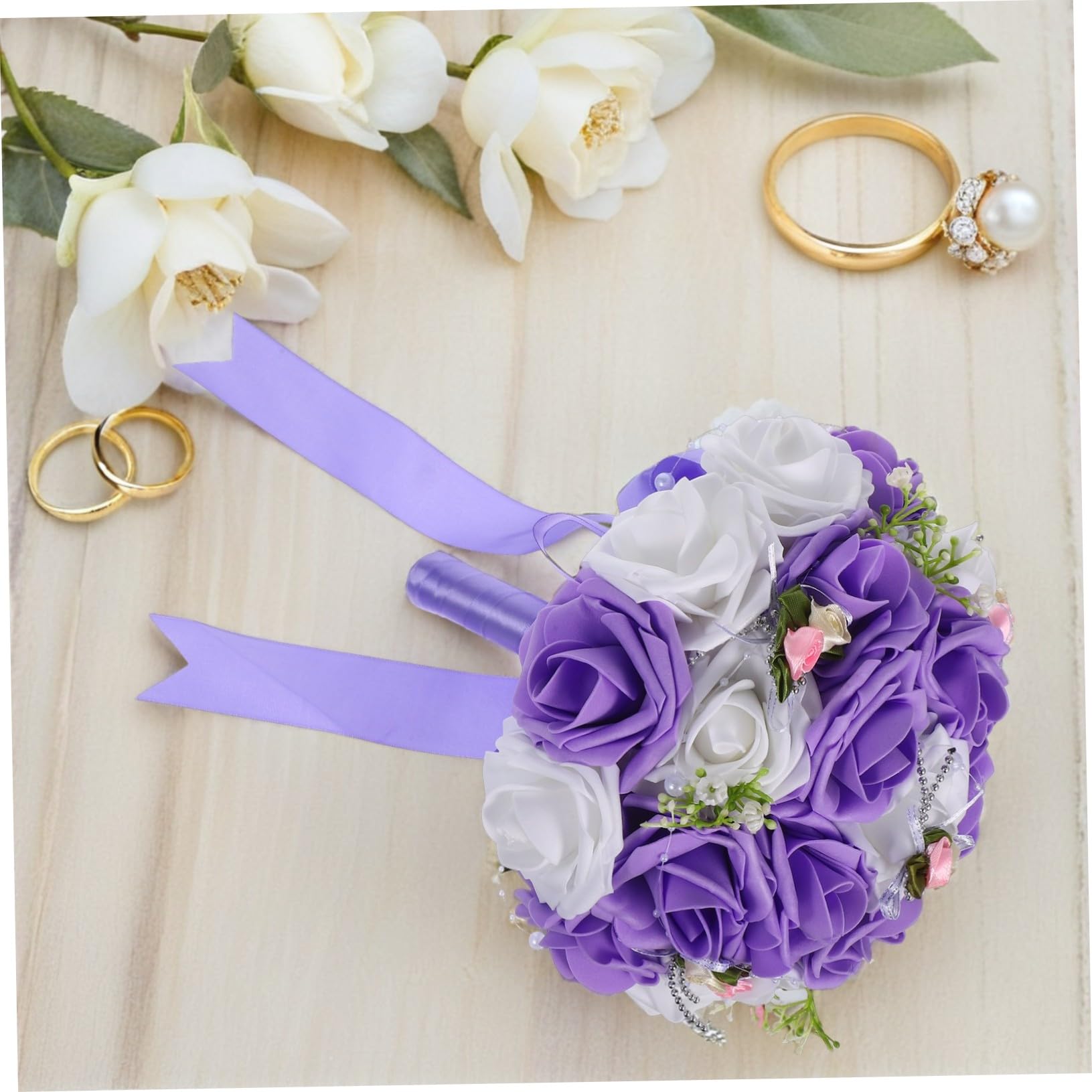 ifundom Brautstrauß Aus Kunstpflanzen Brautblumen Für Hochzeiten Blumenstrauß Für Braut Handblumen Aus Pe Violette Farbe Naturgetreue Dekoration Für Wohnzimmer Und Büro