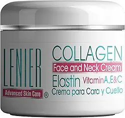 Lenier Creme facial de colágeno e elastina – hidratante antienvelhecimento com vitaminas A, C e E | hidrata, firma e reduz rugas | Para rosto e pescoço | 103 ml