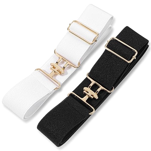 Andibro 2pcs 1.5in Elastic Equestrian Belt, Stretchable Waist Belt Surcingle Buckle Horse Bit Belt for Horseback Riding Sport