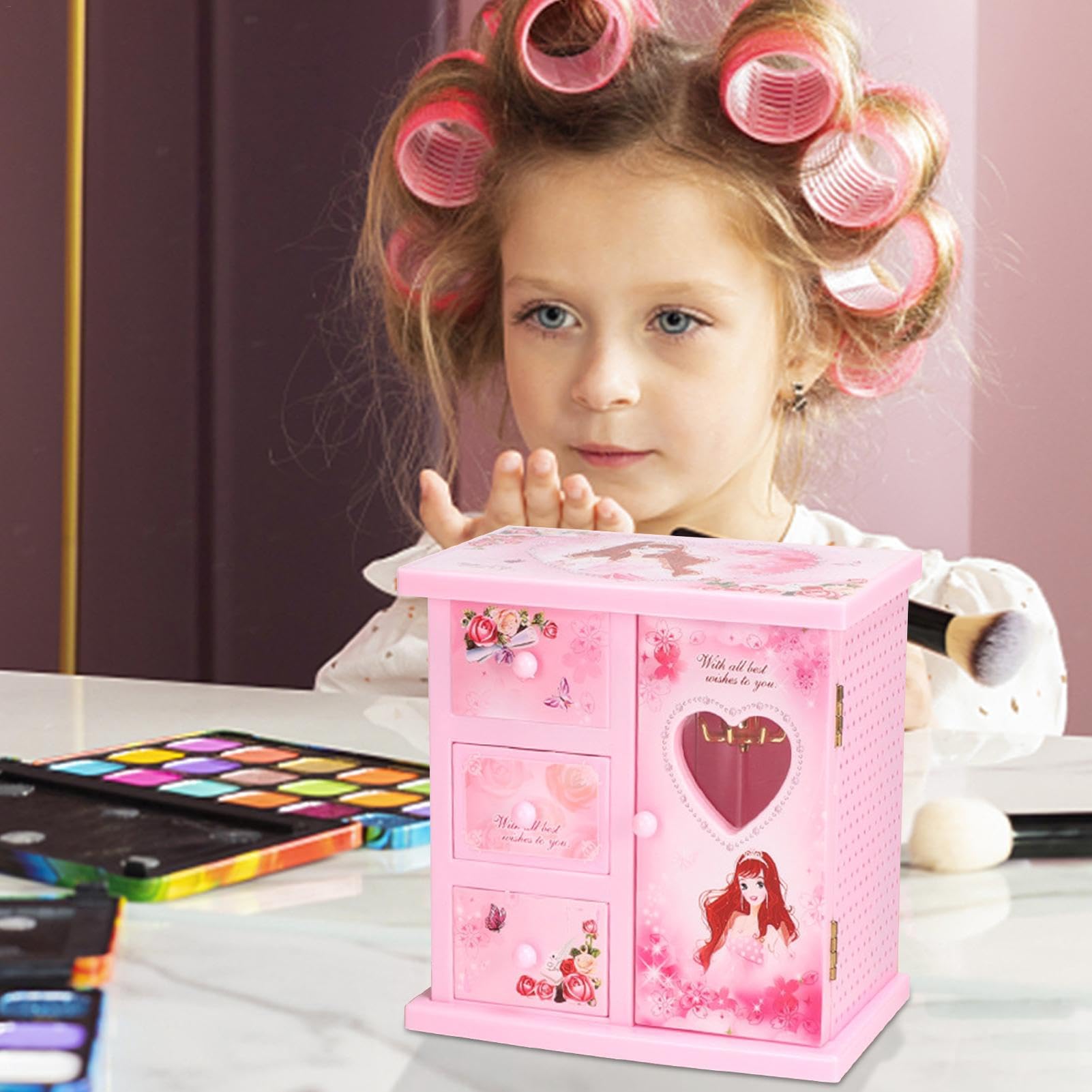 Little Girls szkatułka na biżuterię muzyczna | tańczący balet pozytywka dla dziewcząt pudełko do przechowywania biżuterii obraca się pozytywka do organizowania biżuterii dla małych dziewczynek