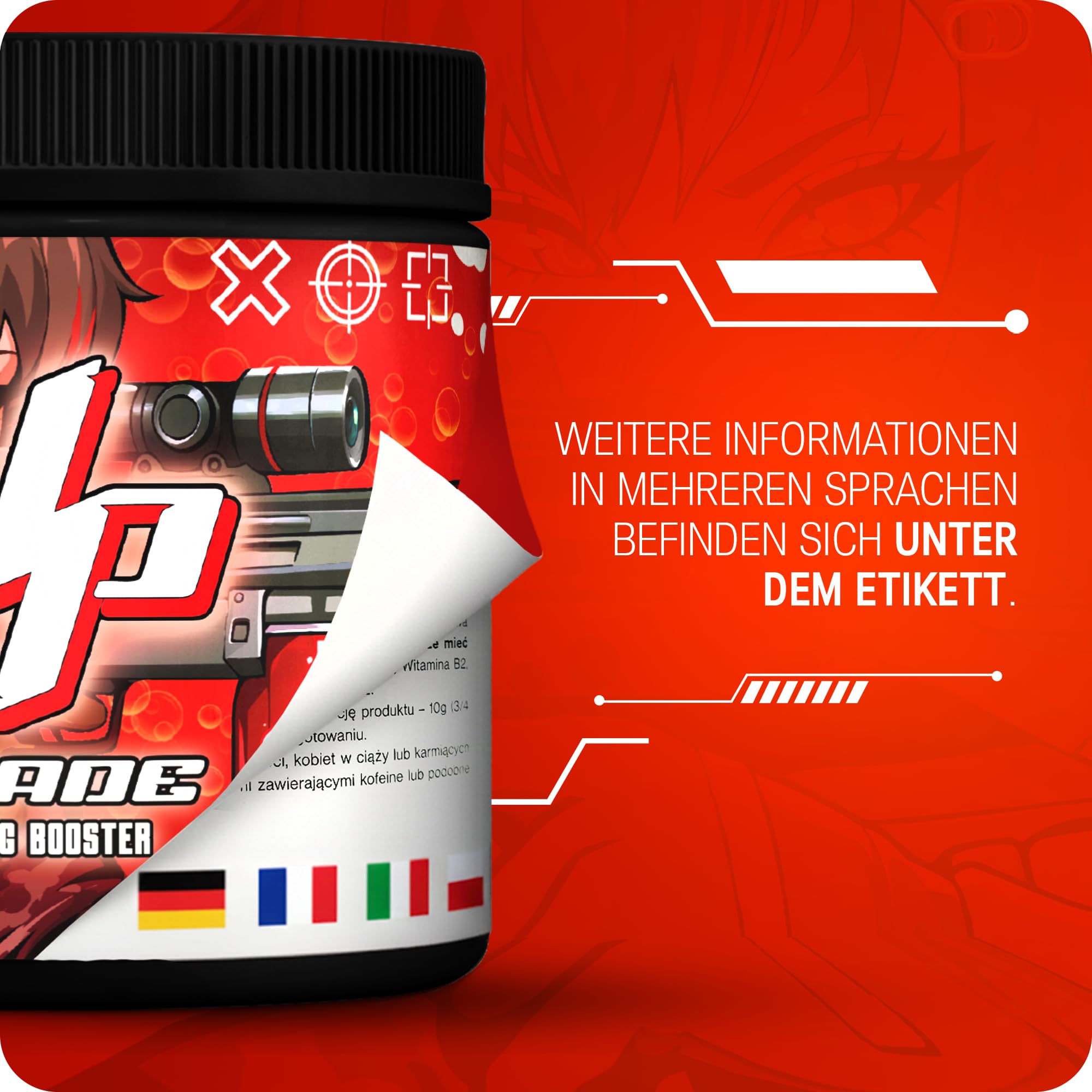 UP-GRADE Gaming Booster Bundle – Energy Drink Pulver für Fokus & Energie – 5 Sorten im Vorteils-Set – je 200mg Koffein, Vitamine & Magnesium – 5x40 Portionen (5x400g)