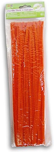 Colorful Fuzzy Craft Sticks - Limpiapipas - 40 unidades - 12 pulgadas de largo (naranja)