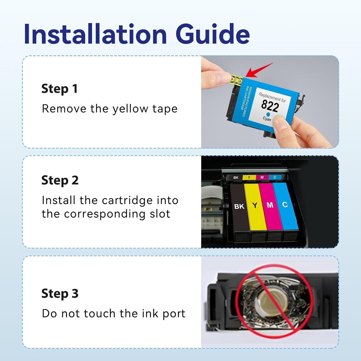 822XL Ink Cartridges Remanufactured Replacement for Epson 822XL Ink Cartridges Compatible for 822 XL T822XL Cartridge for Workforce Pro WF-3820 WF-4830 WF-4820 WF-4830 WF-4833 WF-4834 Printer (5 Pack)