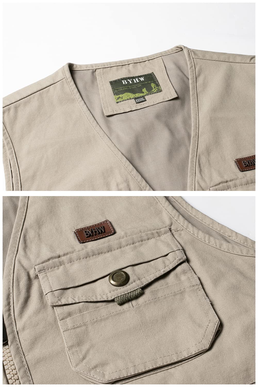 Chaleco de Pesca Hombre Multibolsillos Chaqueta Sin Mangas Fotografia Algodón Chaleco Deportivo de Trabajo Safari