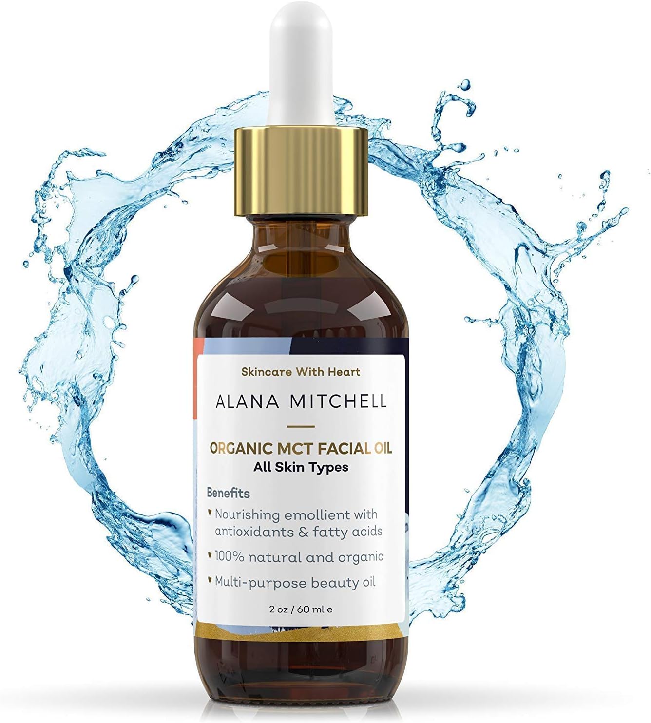 Alana Mitchell Organic Fractionated Coconut Oil for Skin - 100% Pure for Face and Body - Best MCT Moisturizer For Dry Skin, Hair, Nails, and Lips - Brightens, Reduces Wrinkles, and Evens Skin Tone