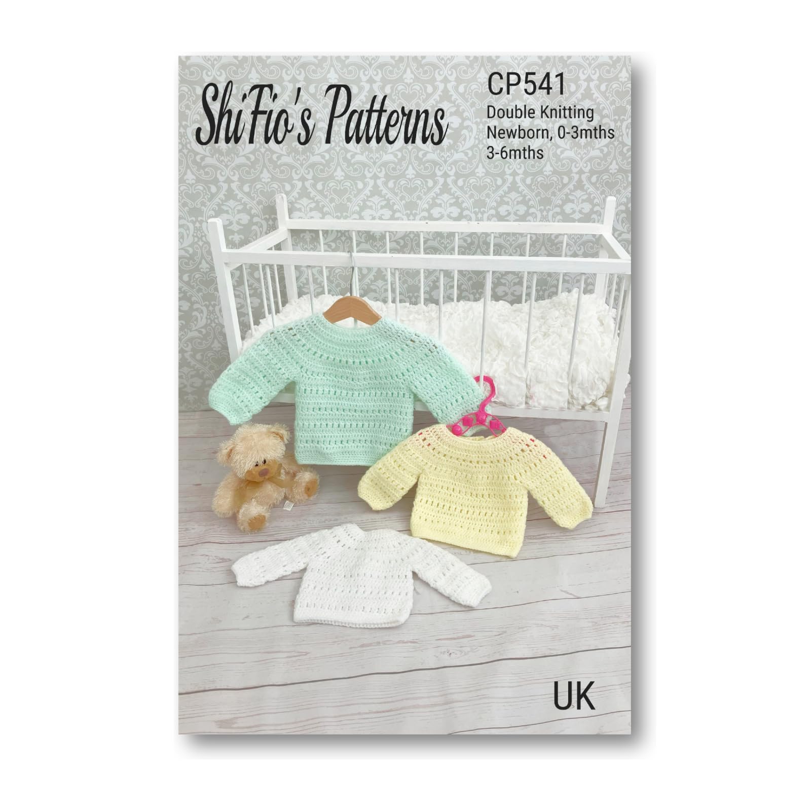 Paper Crochet Pattern for Baby Jumper, Sweater, 3 Sizes Newborn, 0-3mths, 3-6mths, Double Knitting, CP541