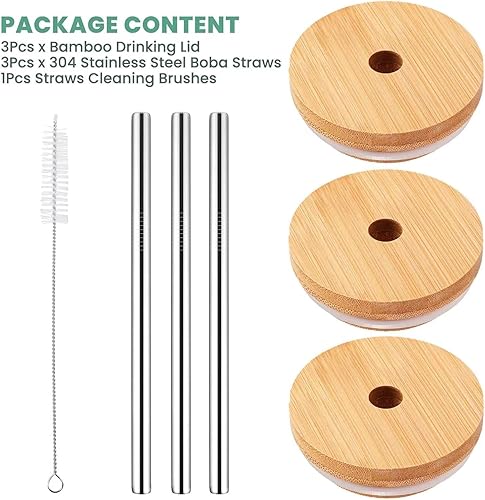 Miniatura 6 de Tapa para tarro de yogur Oui, paquete de 4 tapas reutilizables de bambú de madera, compatibles con tarro de yogur Yoplait, hermético y apto para