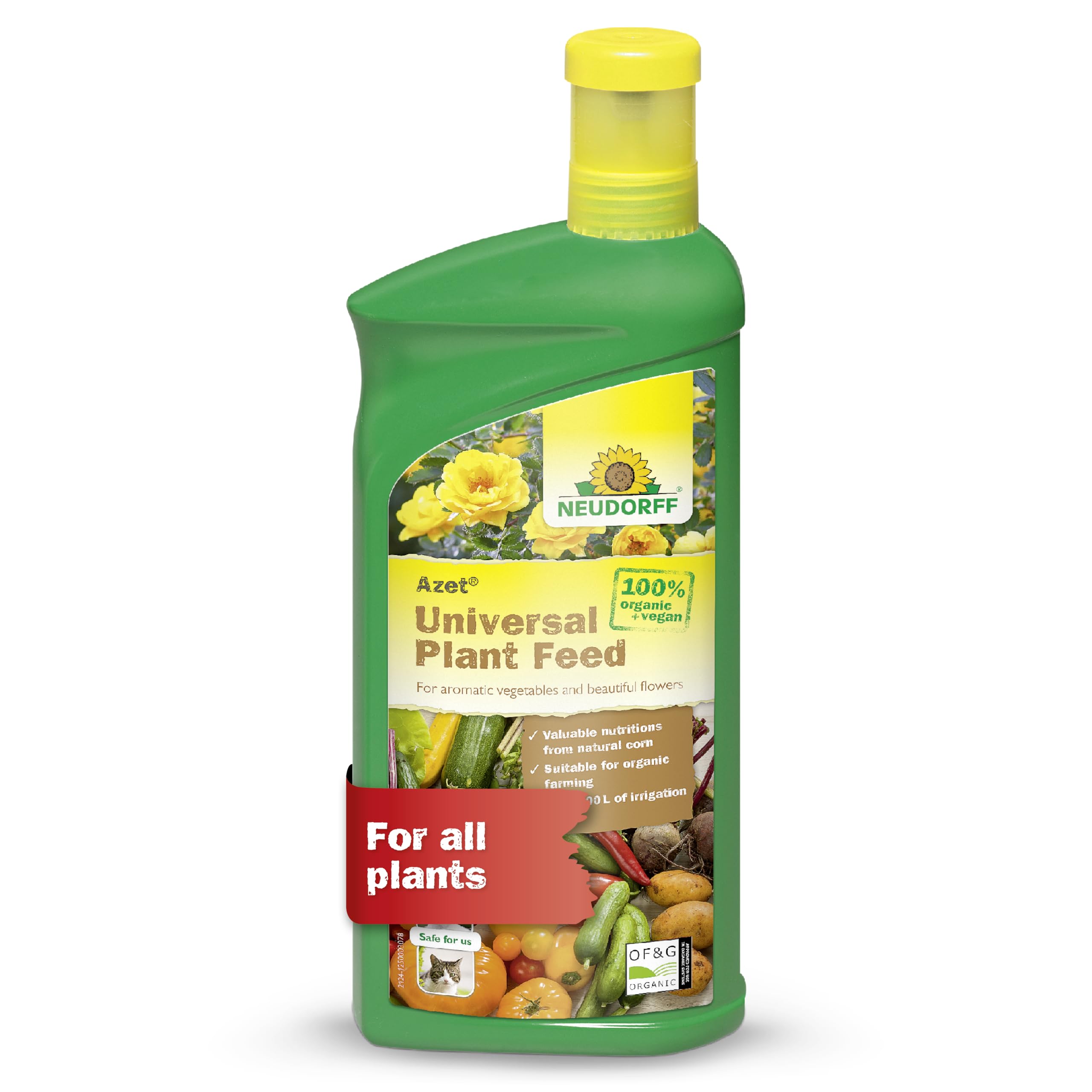 Neudorff Azet Universal Plant Feed - 100% natural organic plant fertilizer for all plants, promotes strong growth, rich harvests and abundant blooms, 1 litre