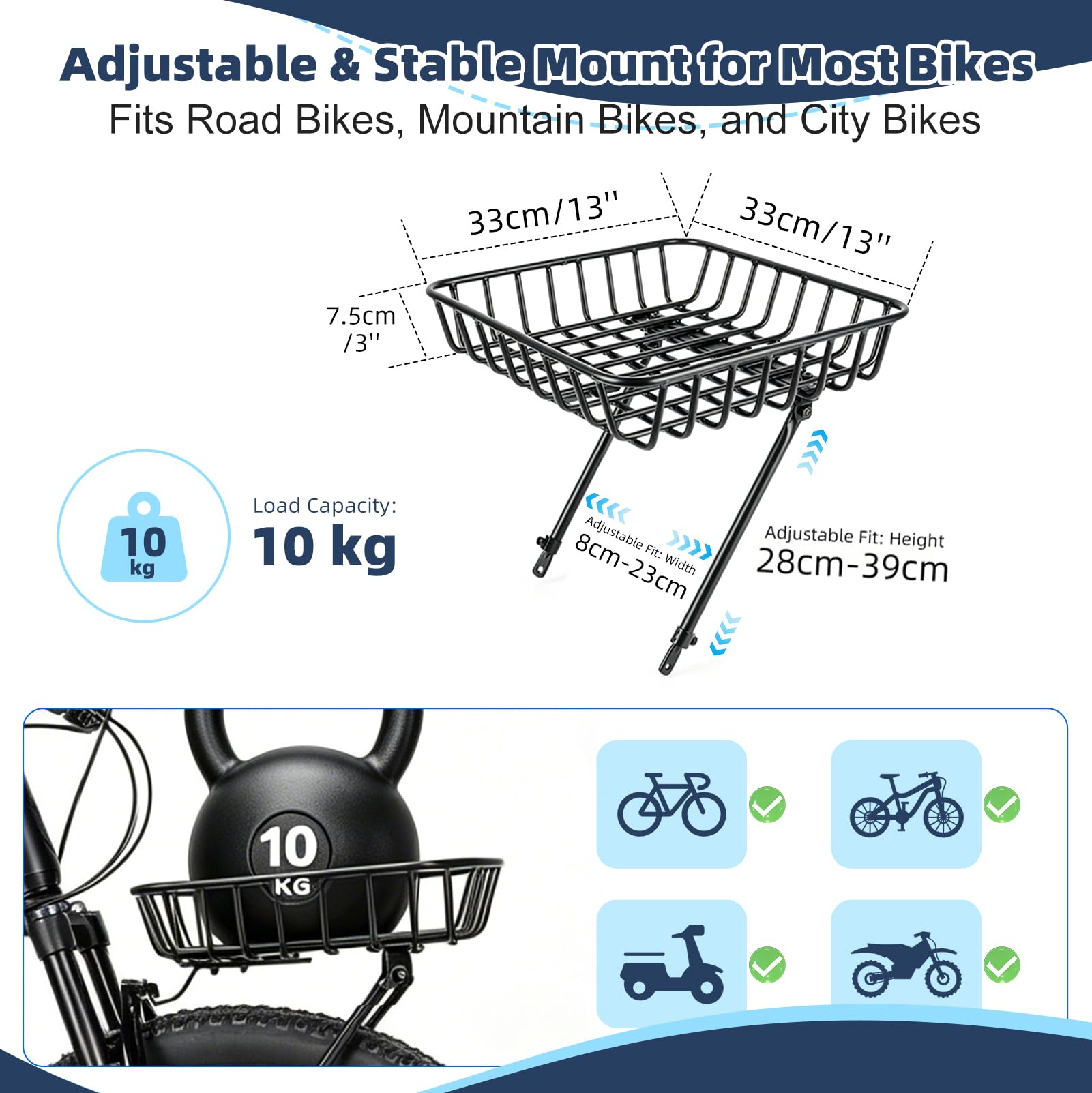 Cesta de bicicleta para perros delantera transpirable, mochila plegable para perros hasta 5,5 kg, montaje ajustable