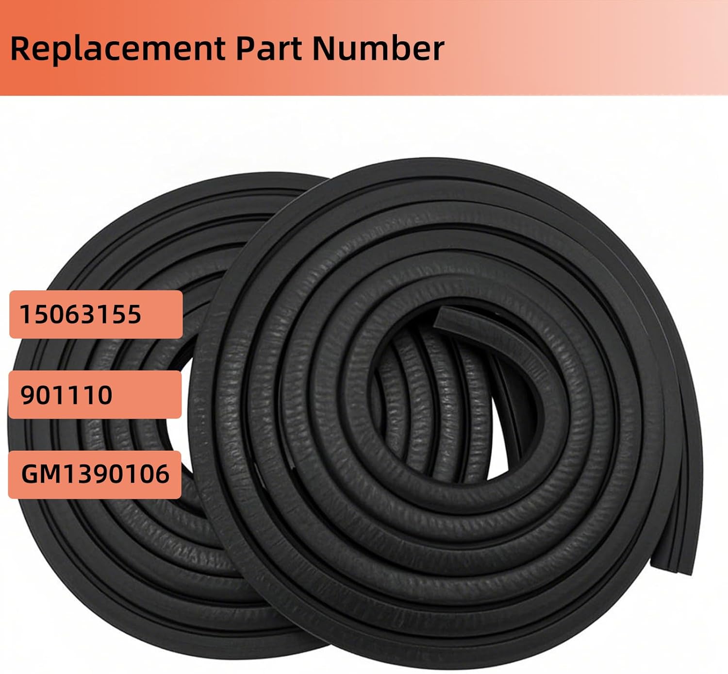 Front Door Weatherstrip Seal for 1999-2006 Chevy Silverado,Suburban, Avalanche,GMC Sierra Yukon,Cadillac Escalade,Rubber Door Weatherstrip Exact Match,Replace#15063155, 901110, GM1390106