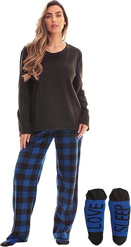 Just Love - Pantalón de pijama ultrasuave, diseño de camisón con calcetines a juego, para mujer