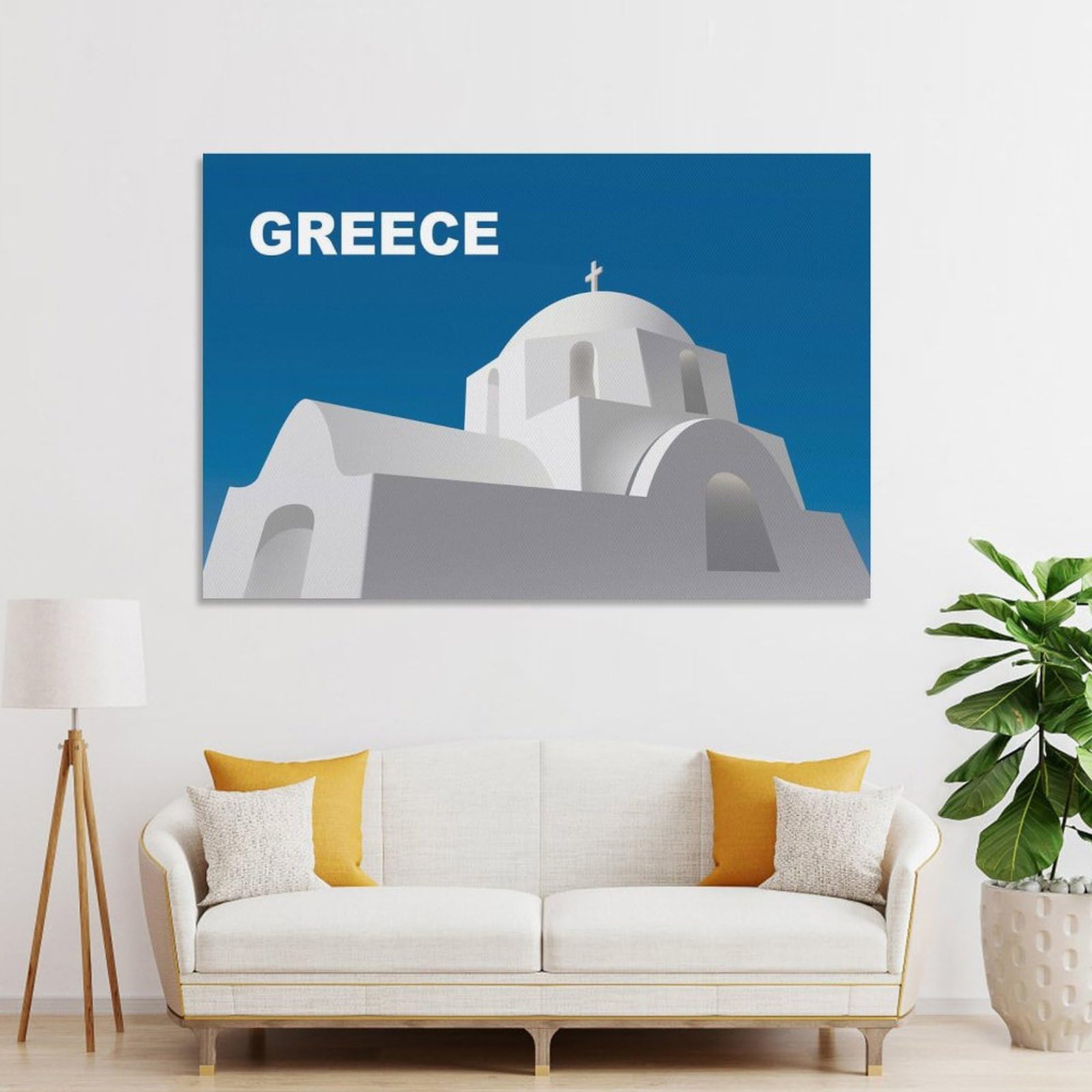 Junmoney Wall Picture Print Travel in Greece, 20x30inch(50x75cm), for Living Room, Bedroom, Office Or Hallway, A Flexible Wall Accent for Shared Spaces
