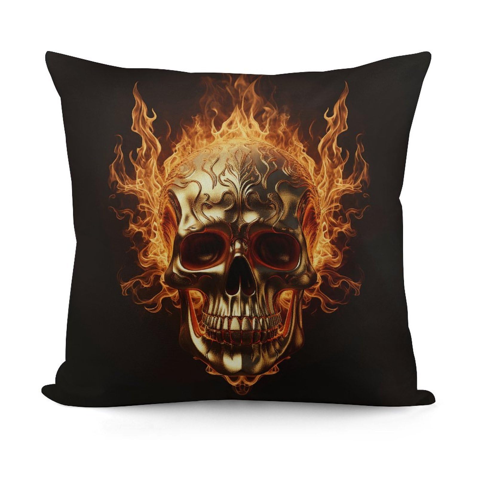 Adfgyerh Style Skull And Flames Decorative Pillow Covers, Throw Pillow Covers Soft For All Seasons, Pillowcases For Couch Living Room Sofa Bedroom 18X18 Inch