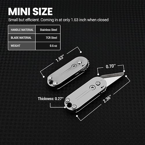 Miniatura 6 de FUNBRO Cuchillo de bolsillo pequeño para hombres, mini cuchillos plegables para cajas, cuchillo EDC genial con diseño único, pequeños cuchillos para