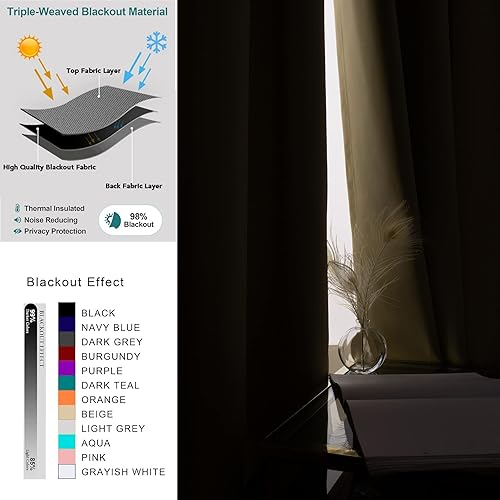 Miniatura 6 de Pickluc Paneles de cortina opacas con ojales, cortinas con bloqueo de luz para habitación, aislamiento térmico, reducción de ruido, protección de