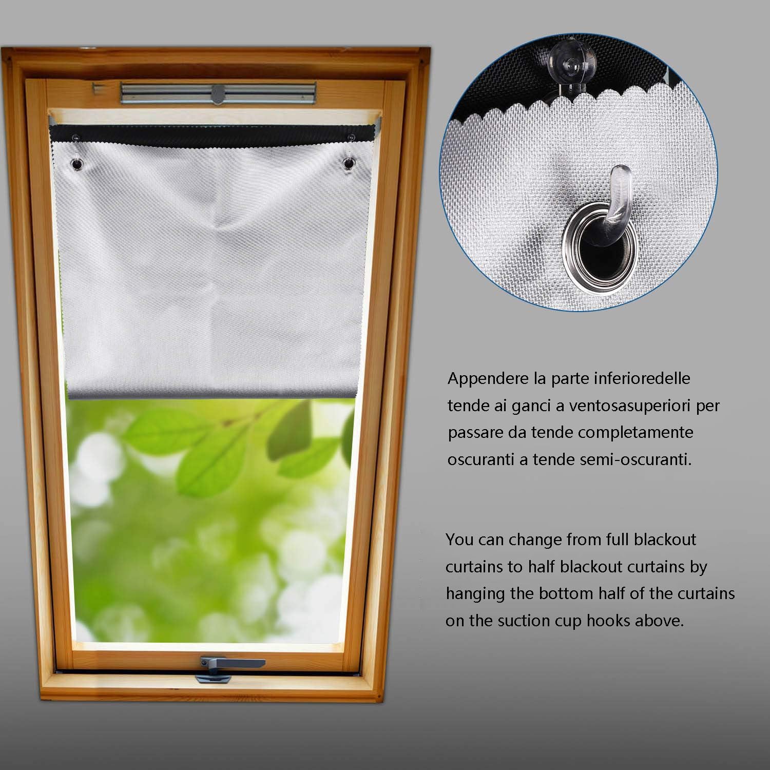 semplice 60 * 115 cm Tenda a Rullo Adatta Con ventosa per finestre per tetti Velux/Tenda a Rullo Oscurante per lucernari Velux