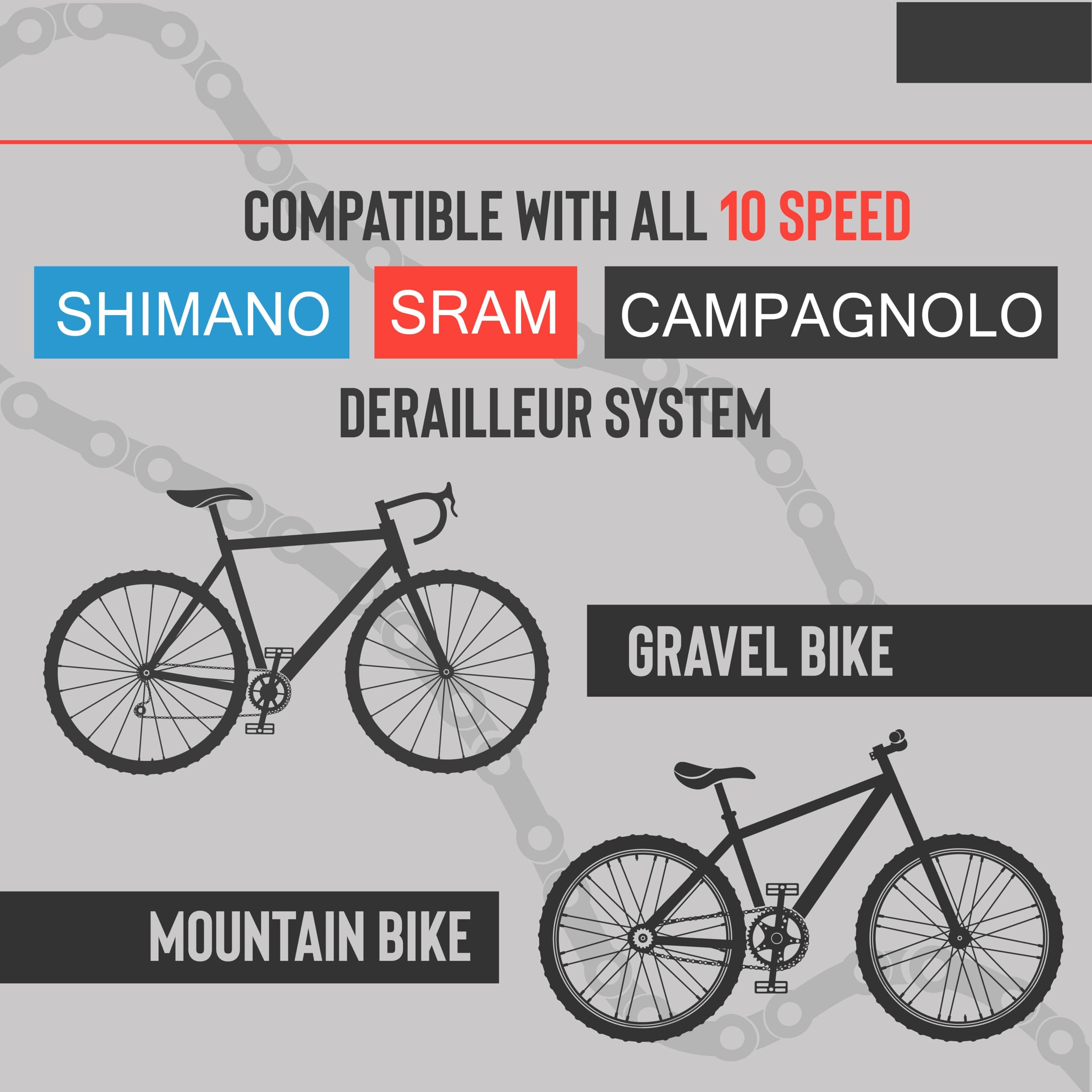 TAYA DECA-101 Chaîne de vélo à 10 vitesses, 116 maillons en Ti-Gold, durable et fluide, pour gravier et VTT