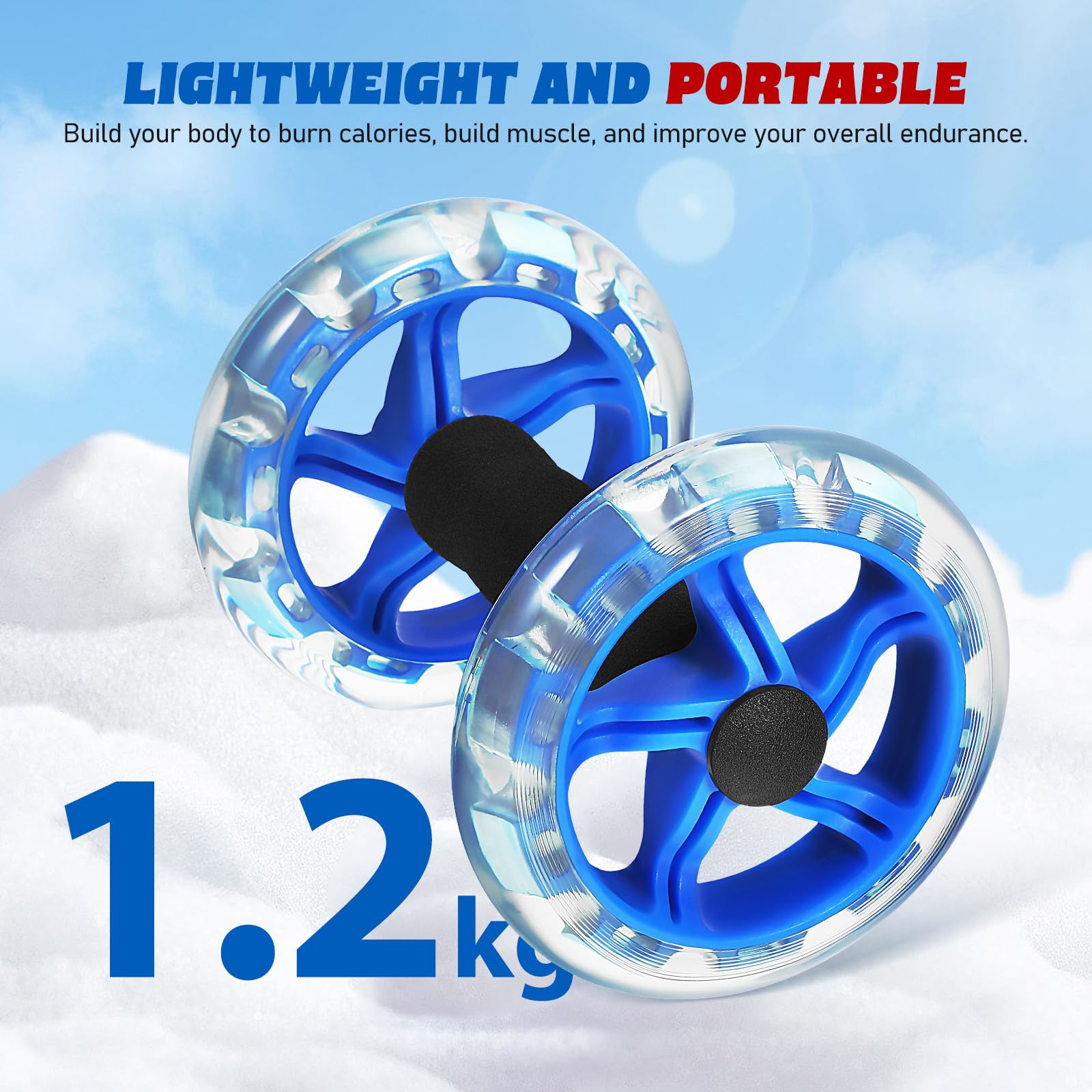 Rueda Gemela para Abdominales con Diseño de Doble Rodillo y Asas Antideslizantes, Material Pp y Pvc, Ligera para Entrenamiento Eficaz en Casa o Gimnasio
