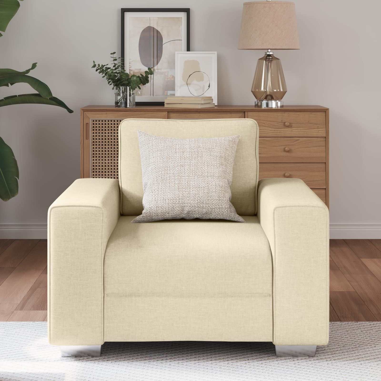 Elegant gepolsterter Sessel mit verstellbaren Armlehnen und abnehmbarem Bezug für Wohnzimmer und Warteraum, strapazierfähiges Polyester mit Holzrahmen, Moderne Einrichtung