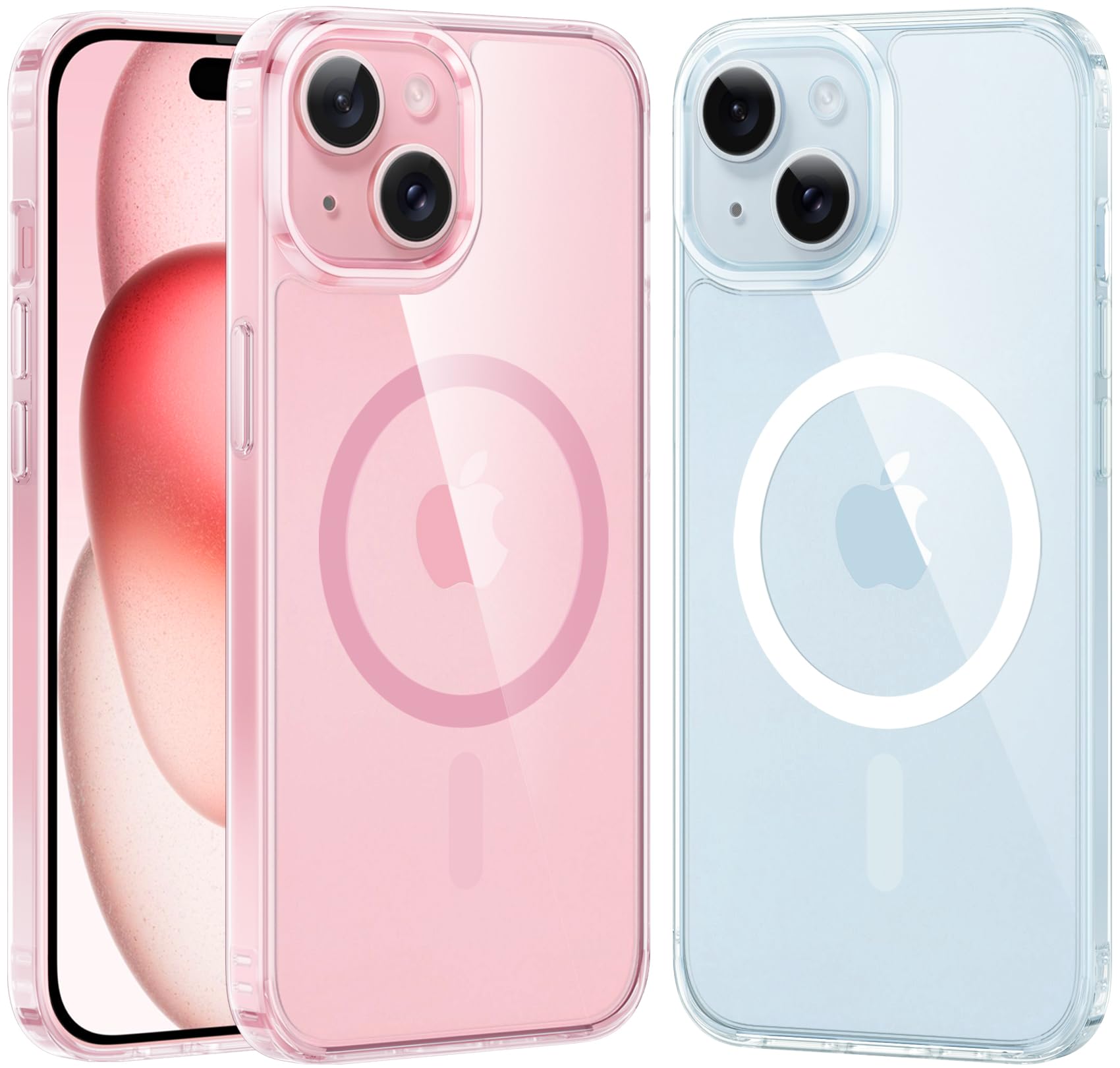 FNTCASE for iPhone 15 Phone Case: Defender Magnetic Clear Case for iPhone 15 Drop Protection Anti Yellowing Shockproof Cell Phone Cover iPhone 15 Case 6.1 Inch - Clear