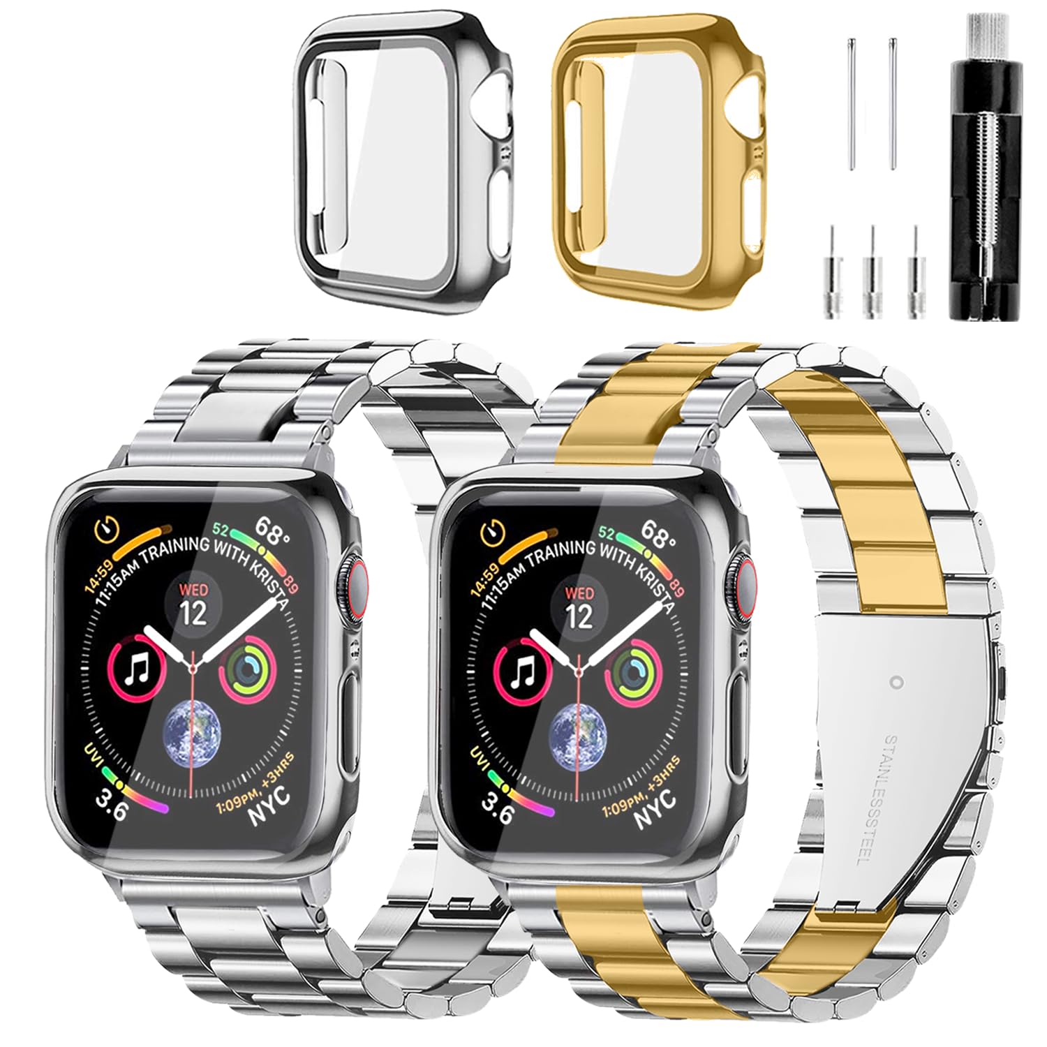 REASDEN Compatible With Apple Watch Band and Case Iwatch Ultra 10 9 8 7 6 5 4 3 2 1 SE 49mm 45mm 46mm 44mm 42mm 41mm 40mm 38mm Series,Men Women Classic Classy Stainless Steel Metal Business