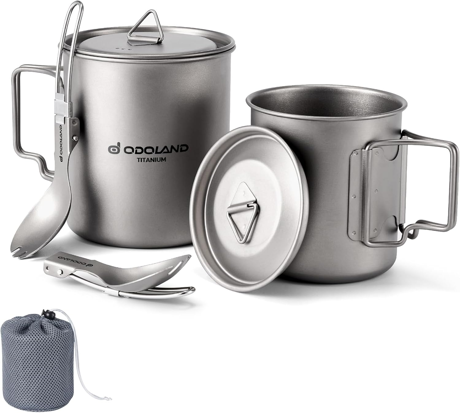 Odoland Titanium Camping Cookware 420ML & 750ML Titanium Pot with Lid and Spork Lightweight Camping Pot for Backpacking Hiking Traveling and Picnic Odoland Titanium Camping Cookware 420ML & 750ML Titanium Pot with Lid and Spork Lightweight Camping Pot for Backpacking Hiking Traveling and Picnic