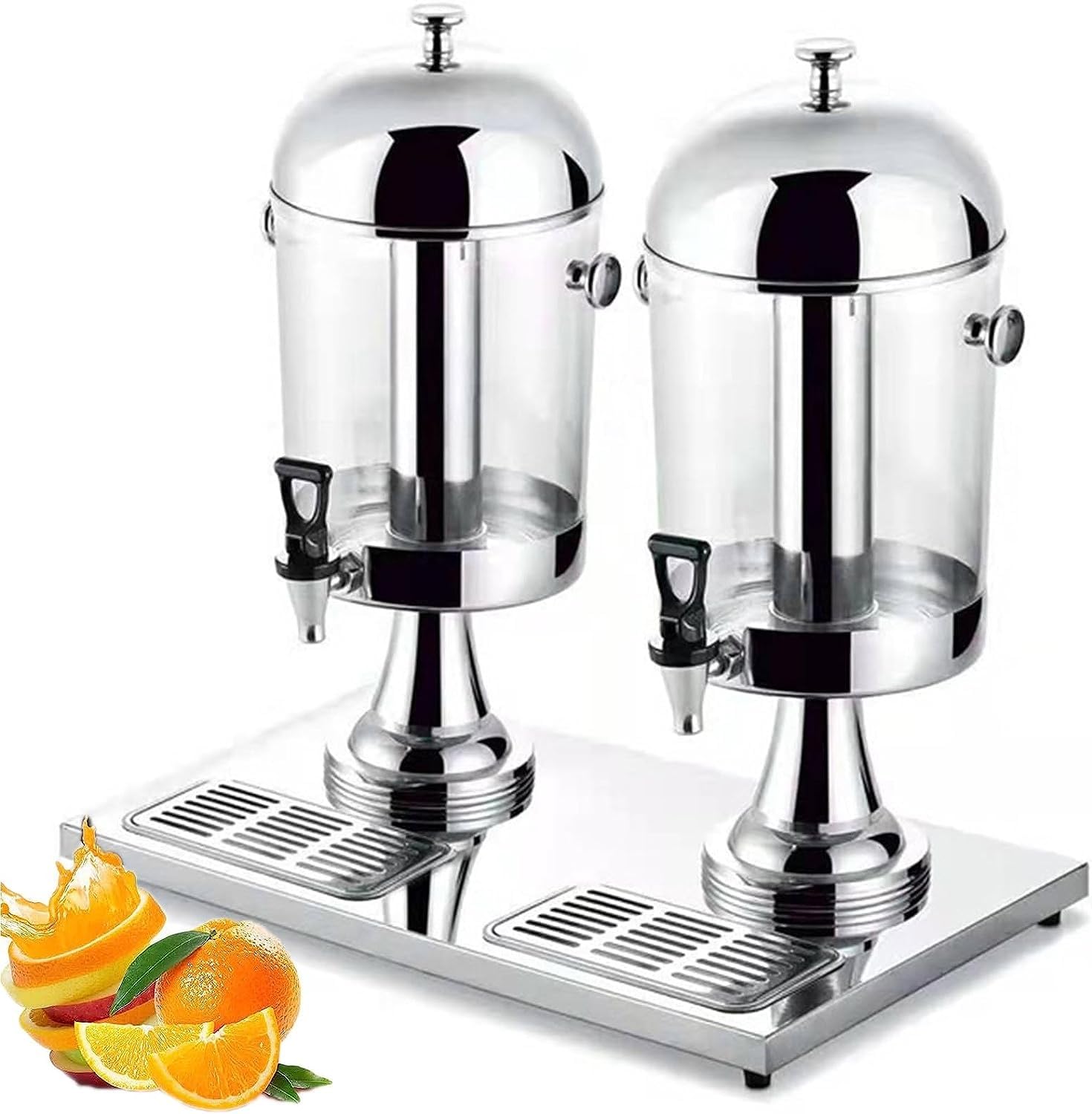 JYBNBBE Drink Dispenser with tap, 8/16/24L Tanks Juice Dispenser, Commercial Juice Machine, Stainless Steel Beverage Dispensers, for Restaurant Hotel (Silver 16L)