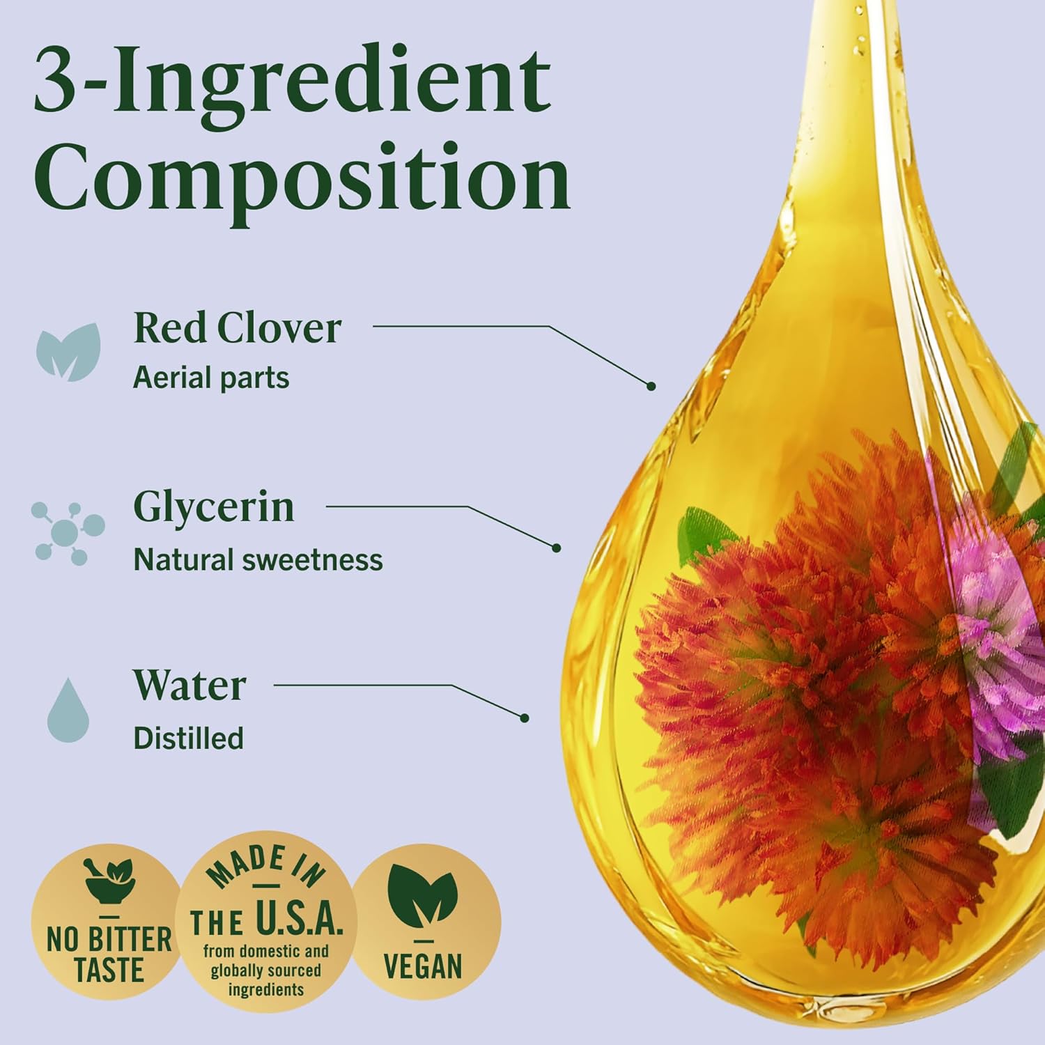 HERBAMAMA Red Clover Supplement Drops - Vegan Red Clover Extract for Women's Support - Non-GMO, Alcohol & Sugar-Free Antioxidant Tincture, 42-Day Supply - Image 4