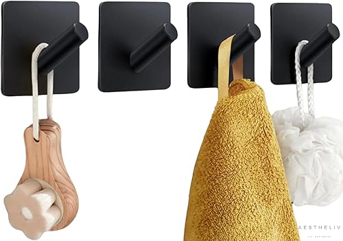 Miniatura 10 de Ganchos adhesivos para colgar, 4 unidades, ganchos para toallas para baño, ganchos adhesivos para paredes sin daños, gancho adhesivo para