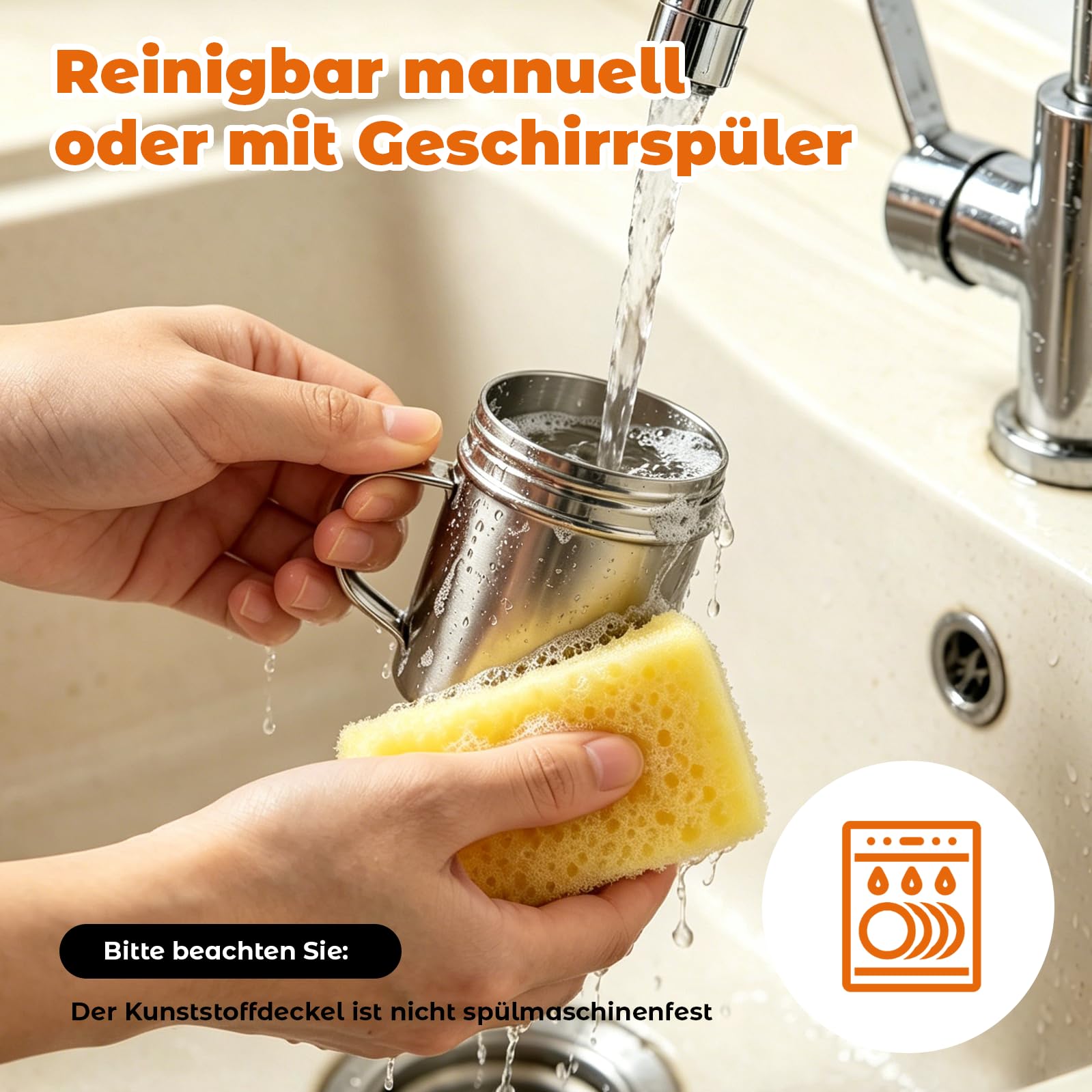 2 Stück Puderzuckerstreuer 304 Edelstahl, Mehlstreuer mit Griff & Deckel, Kakaostreuer für Cappuccino, Staubzuckerstreuer Zimtstreuer, Puderzuckermühle zum Drehen, Mehlsieb Puderzuckersieb Feinmaschig