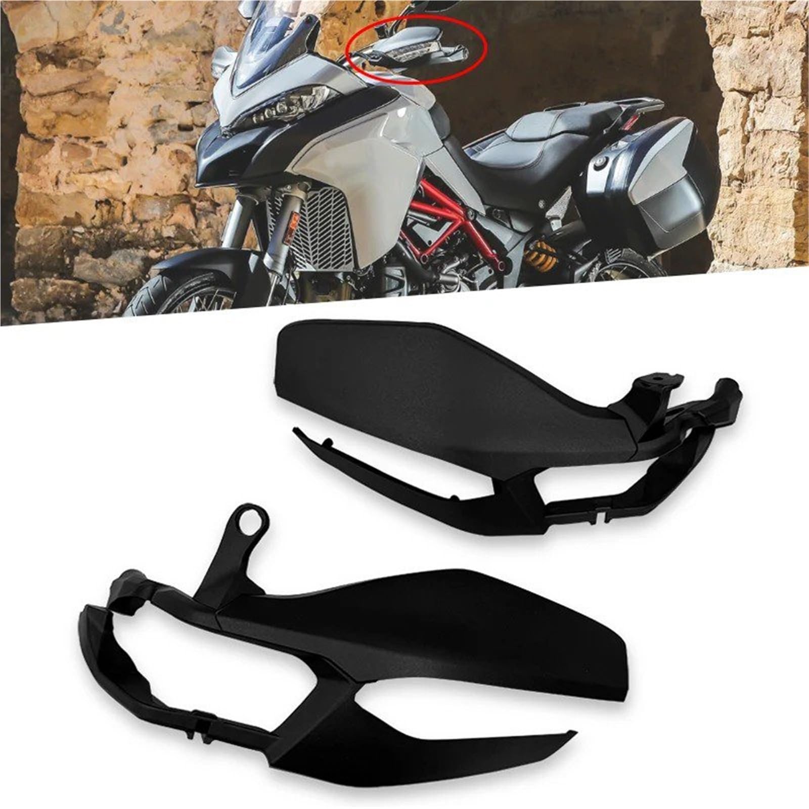 Protector Manos Motocicleta para Ducati para MULTISTRADA para MTS 950 1200 1260 para MTS950 para MTS1200 Cubierta Protectora Protectora Manillar Motocicleta Paramanos(Black-Left Side)
